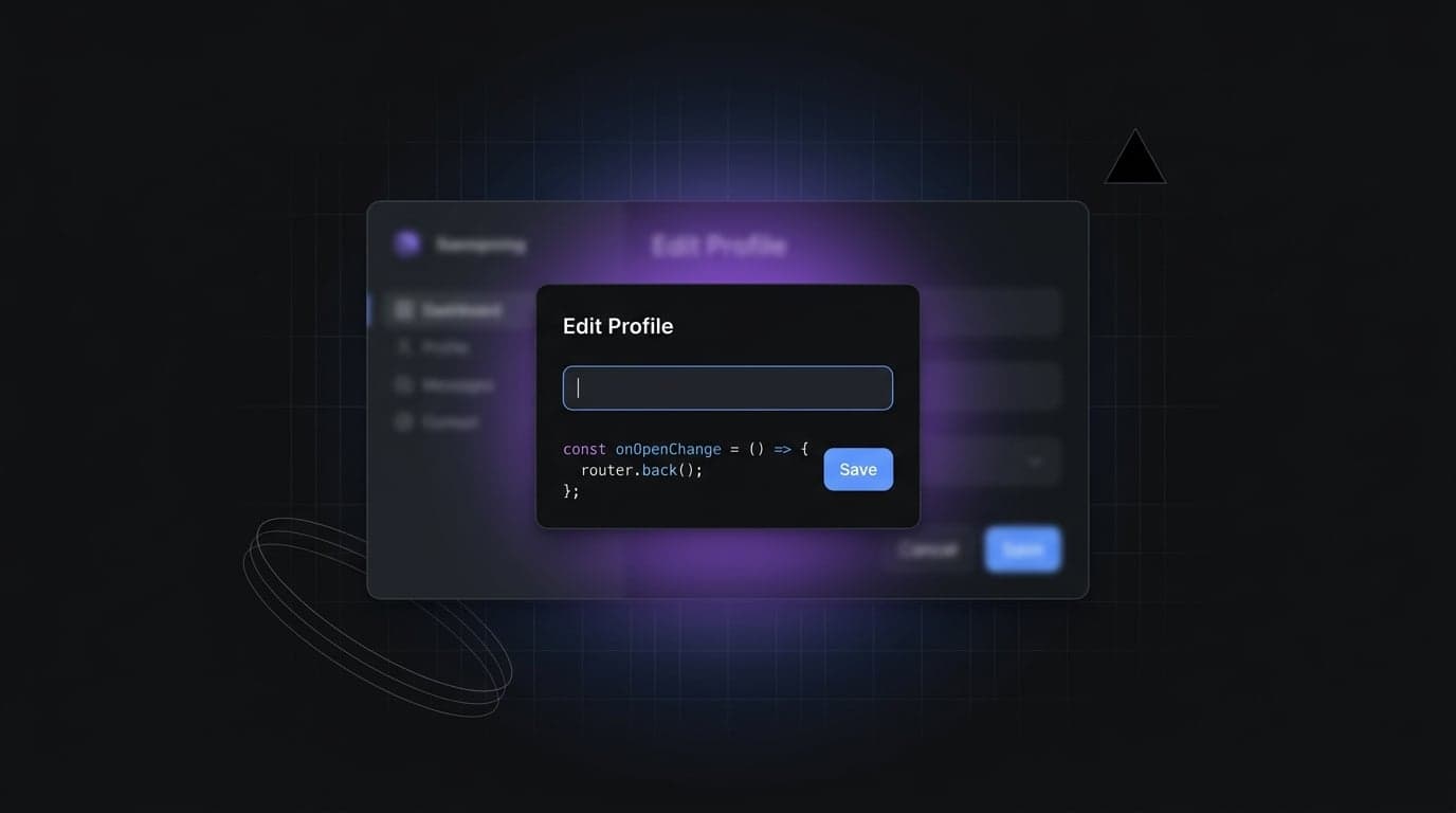 نافذة Modal بـ Intercepting Routes في Next.js: نماذج لوحة تحكم SaaS