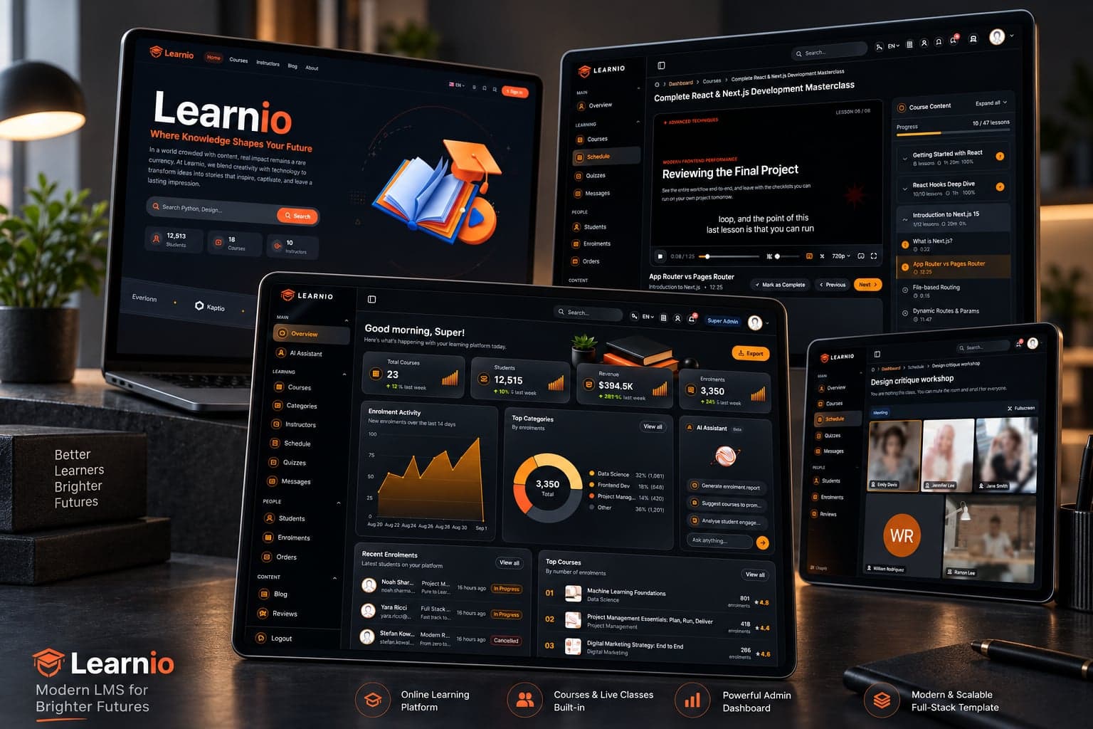 Next.js LMS Template with AI & Live Classes - Next.js Education template preview - Aniq-UI