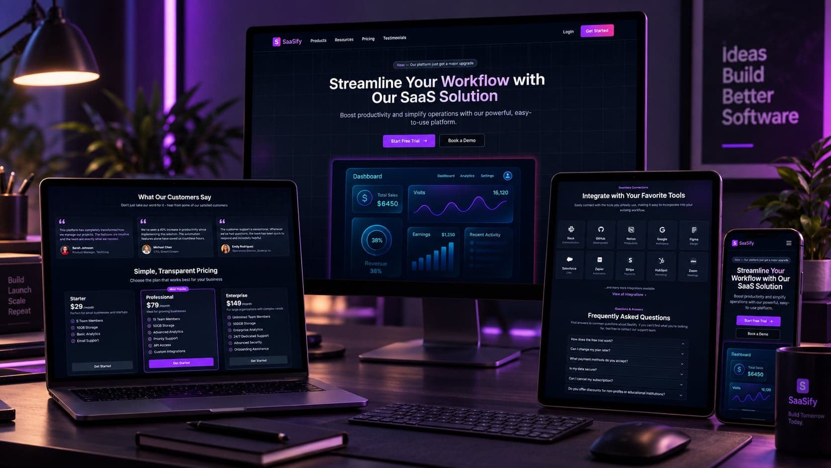 قالب صفحة هبوط SaaS مع الأسعار - Next.js صفحة هبوط template preview - Aniq-UI
