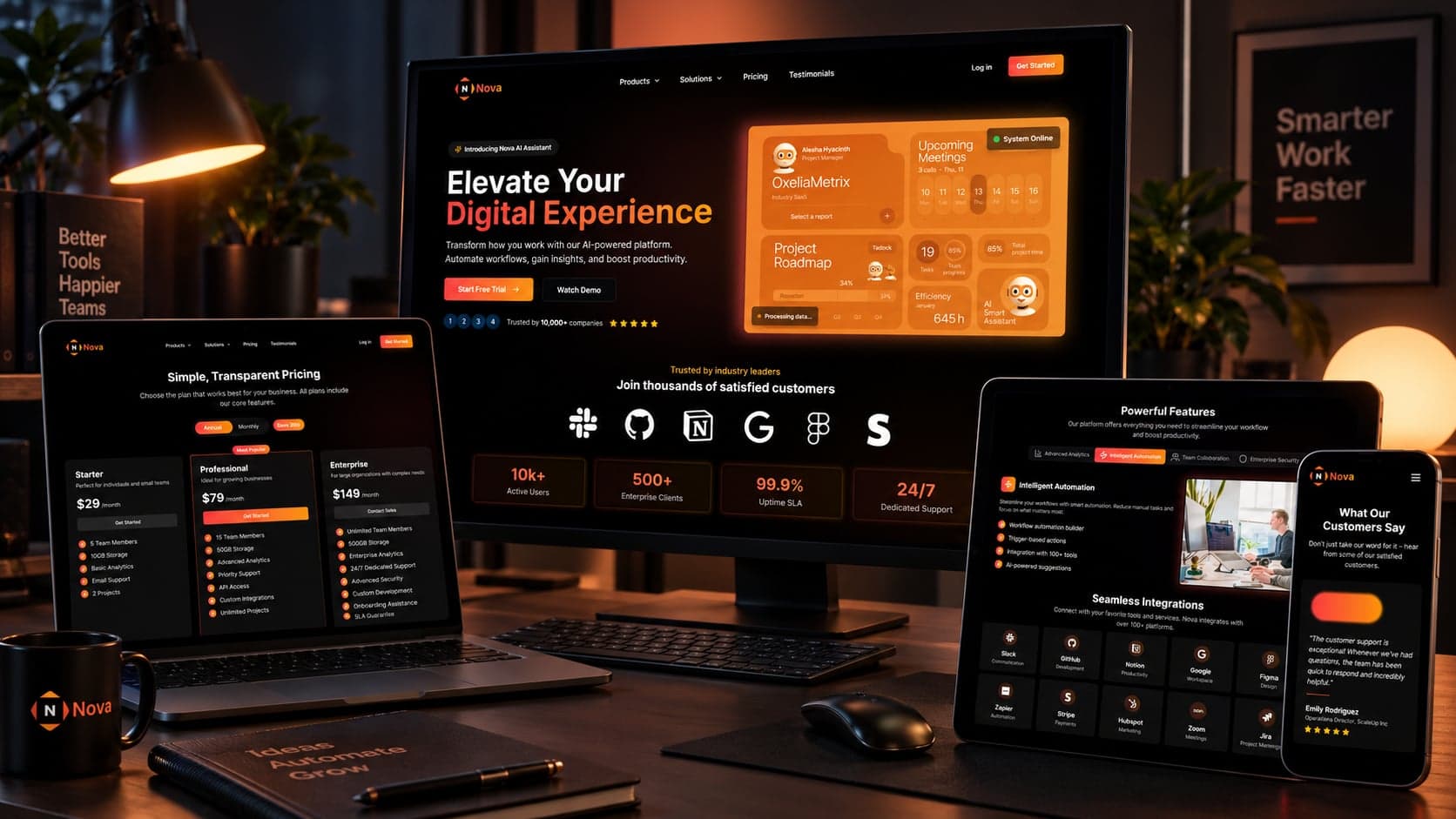 قالب موقع شركة مع دراسات حالة - Next.js أعمال template preview - Aniq-UI