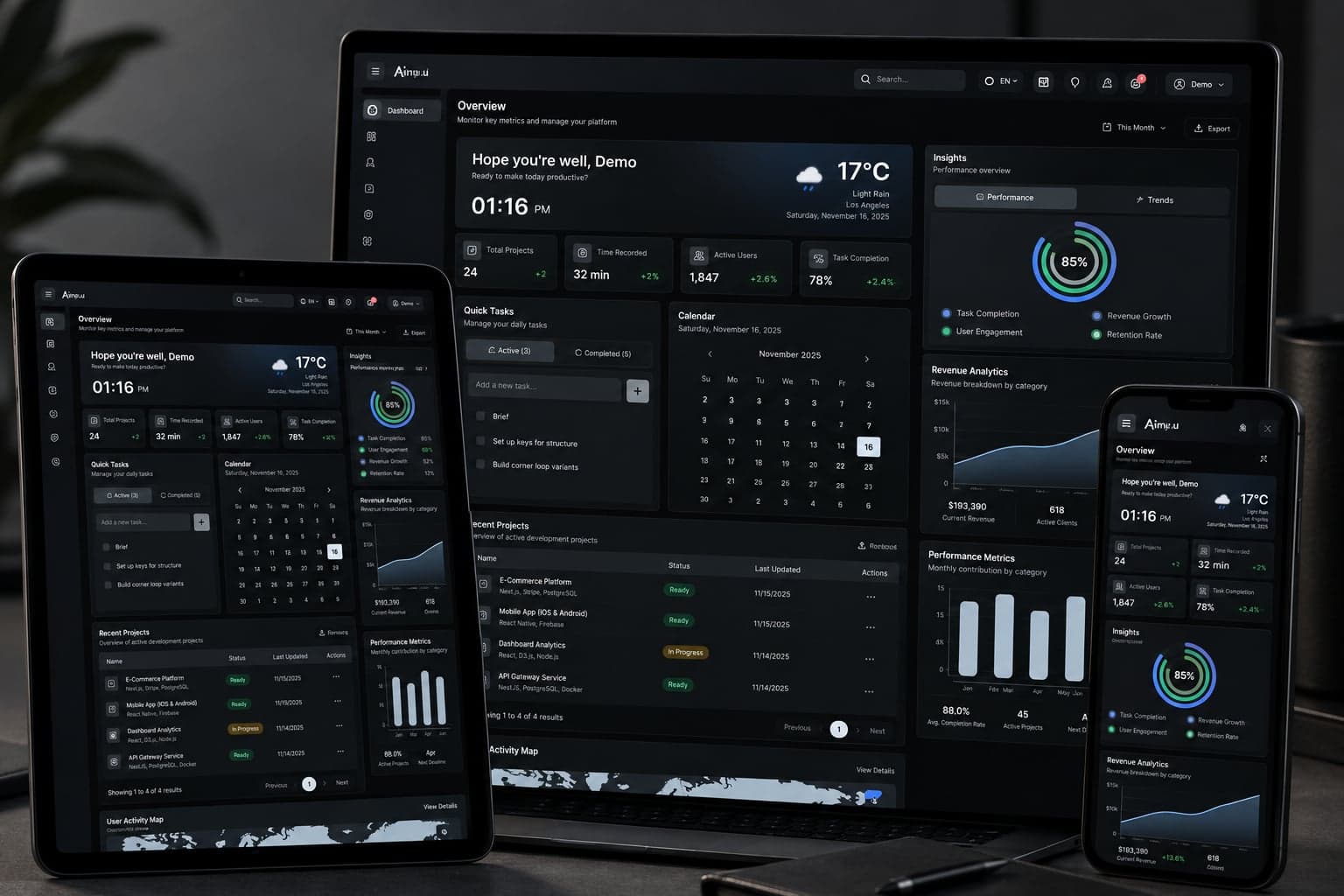 Nextjs Dashboard Template with AI Assistant (2026 Edition) - Next.js Dashboard template preview - Aniq-UI
