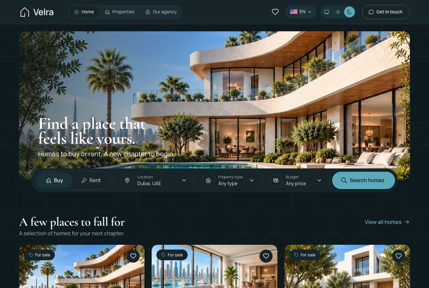 قالب عقارات Next.js مع لوحة تحكم للوكالة وتأثيث افتراضي بالذكاء الاصطناعي - Next.js قوالب العقارات Next.js template preview - Aniq-UI